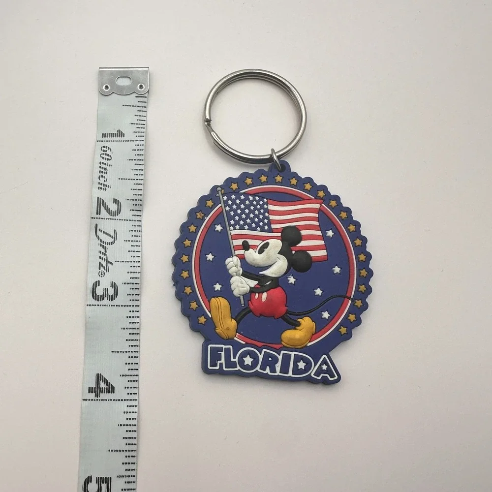 VTG 90s Disney Mickey Mouse Florida American Flag Rubber Keychain Jerry Leigh - Picture 6 of 6